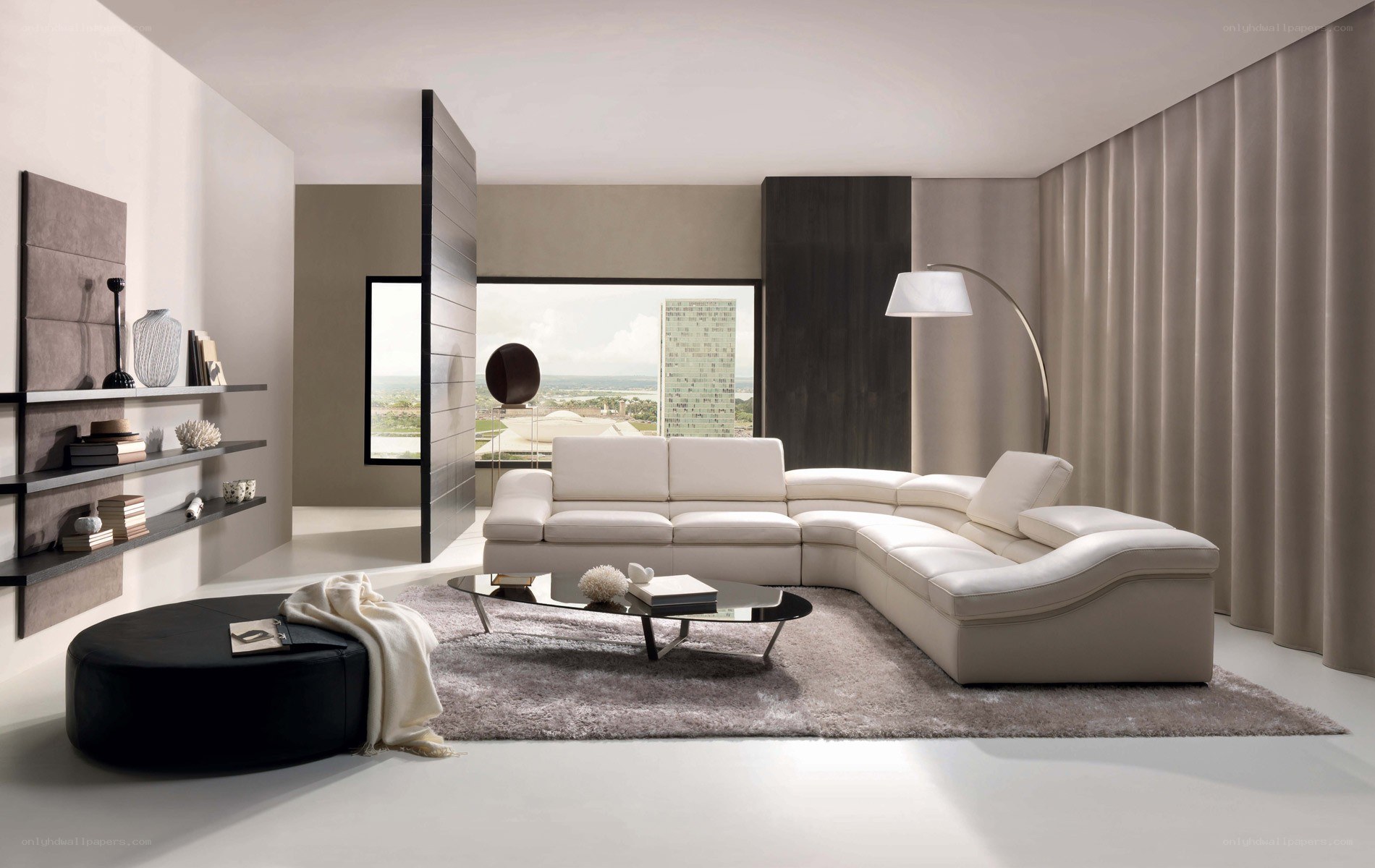 Modern white sectional sofa living room