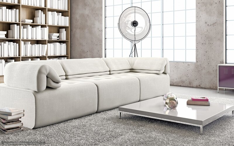 Modern white sofa in living room