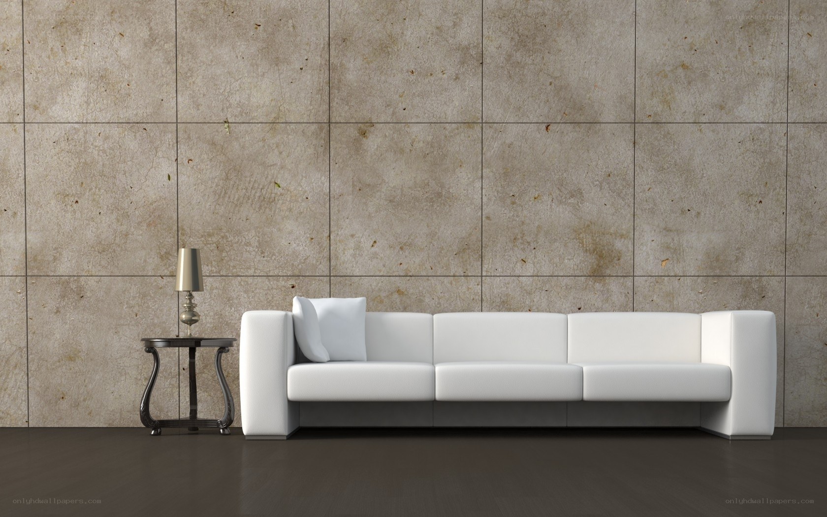 Modern white sofa in minimalist room