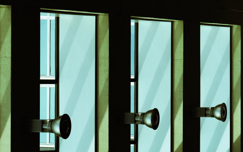 modern windows with light patterns
