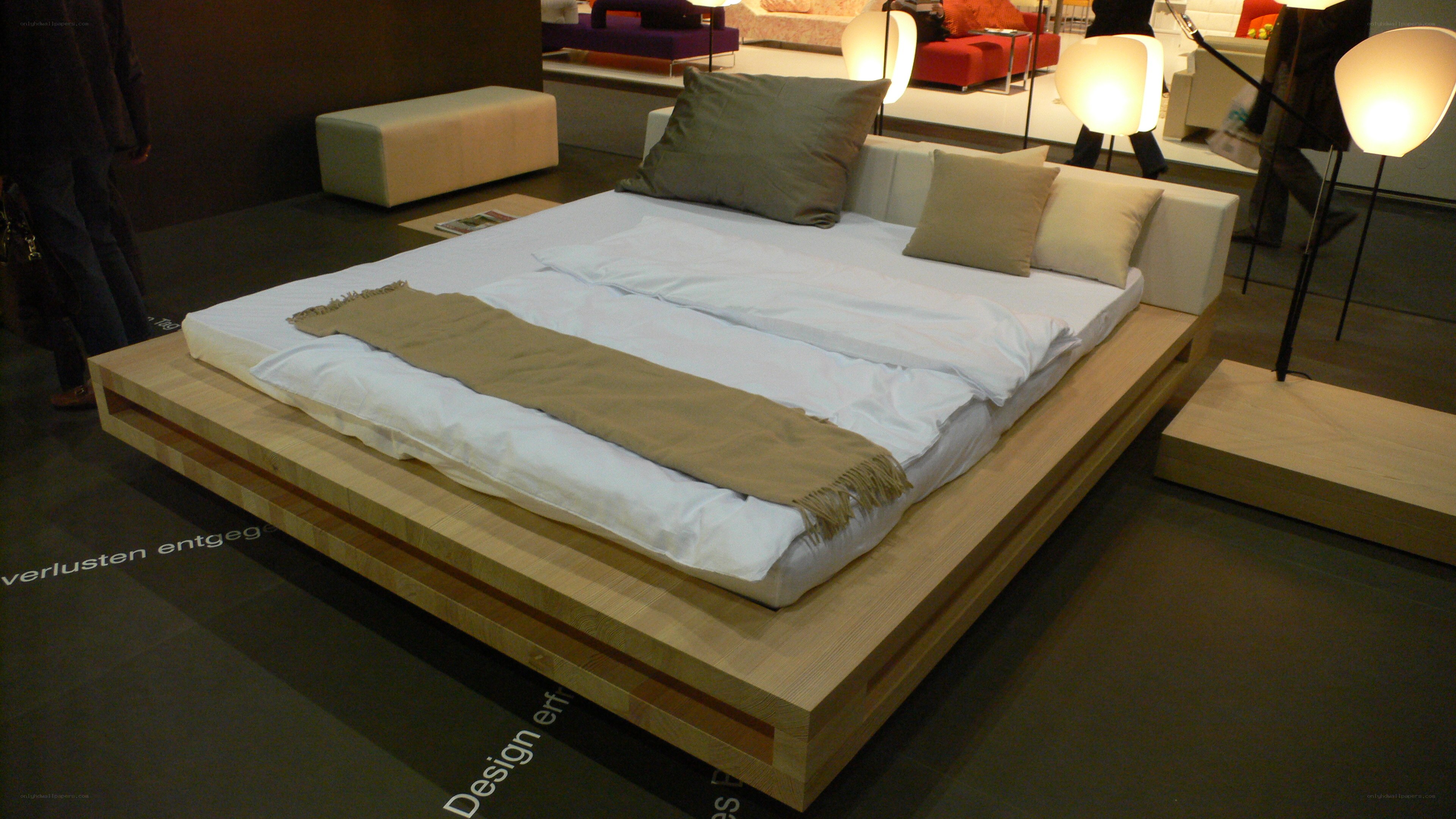 Modern wooden bed display