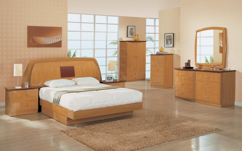 modern wooden bedroom furniture set