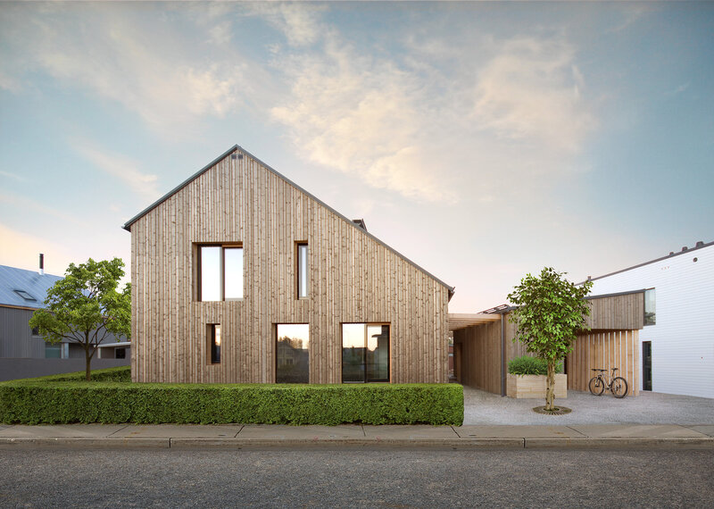 Modern Wooden House — Brown, Serene, Sunset