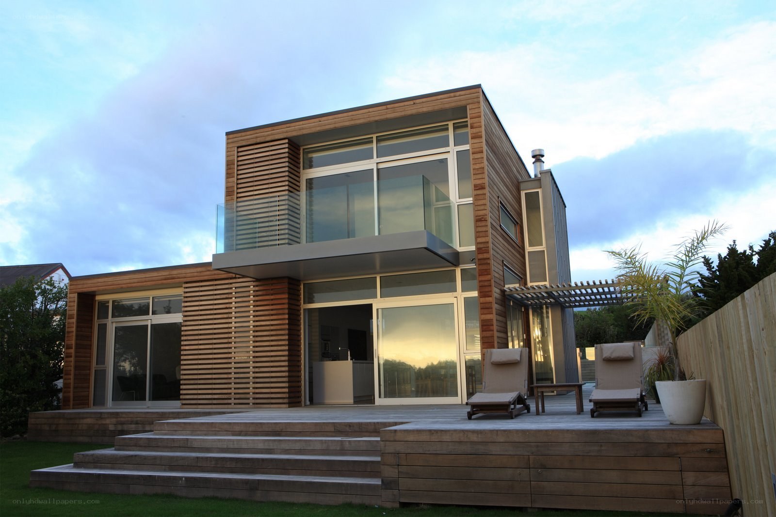 Modern wooden house with deck