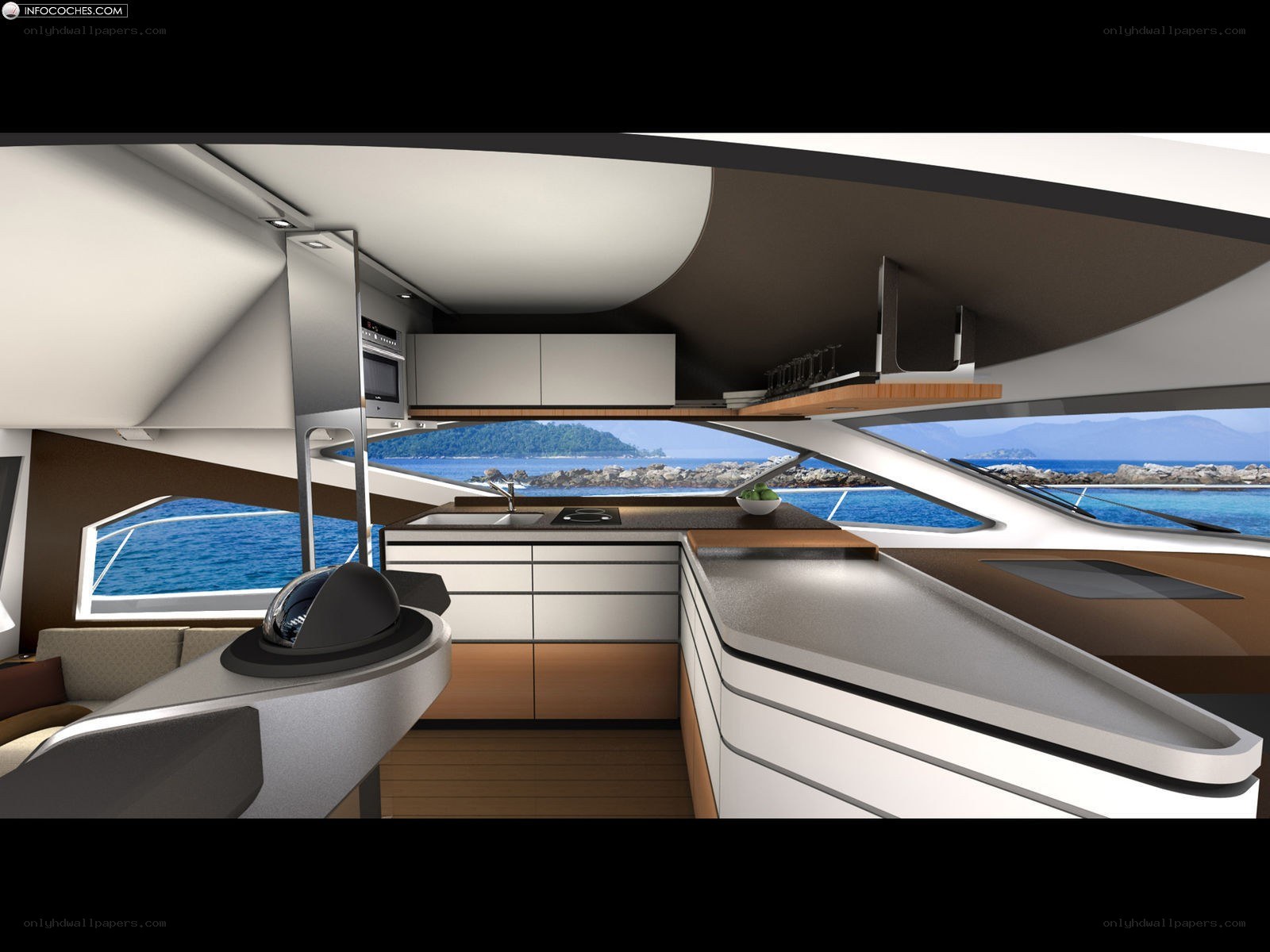 Modern yacht kitchen interior
