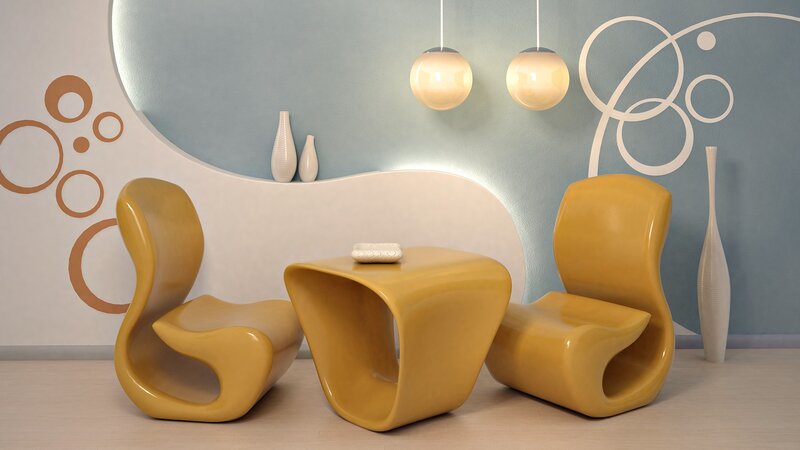 Modern yellow furniture set