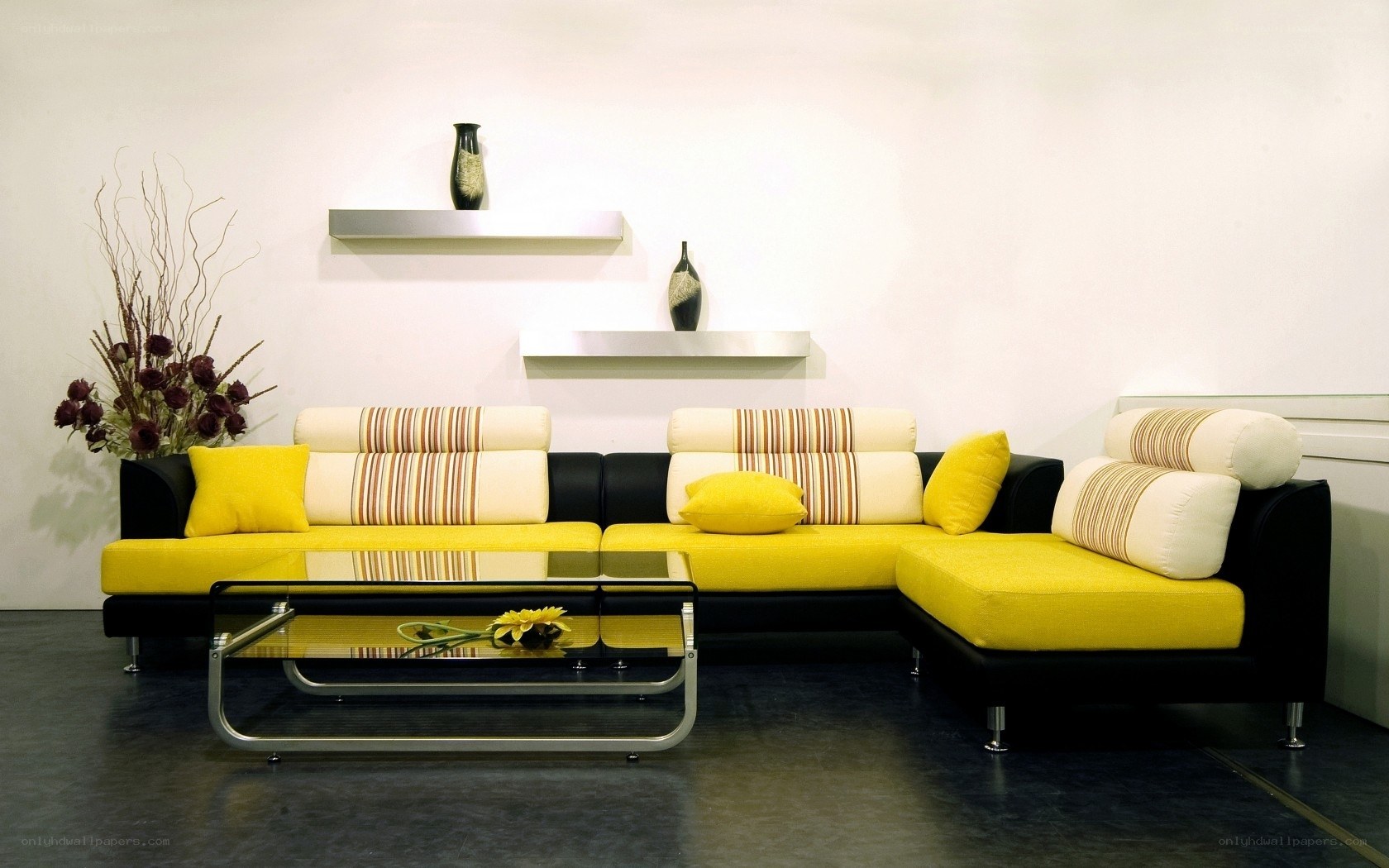 Modern yellow sectional sofa
