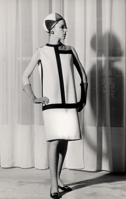 Modest dress with geometric pattern