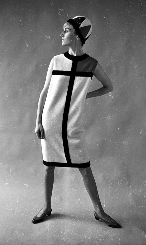 Modest dress with geometric pattern