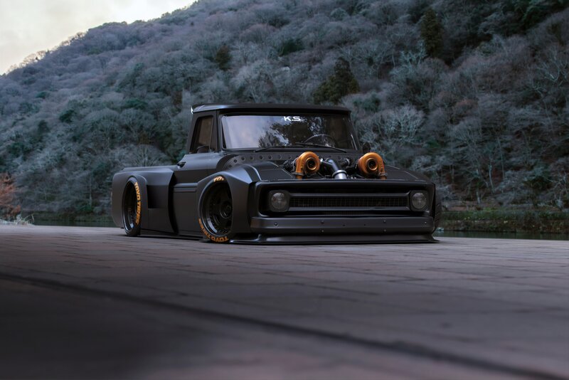 Modified Black Pickup Truck — Dramatic
