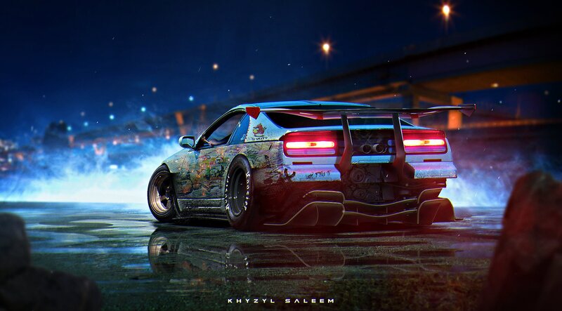 Modified Car at Night