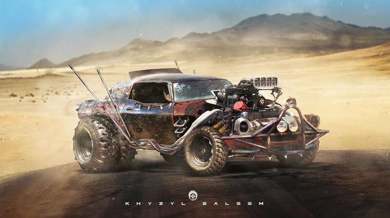 Modified Car in Desert — Brown