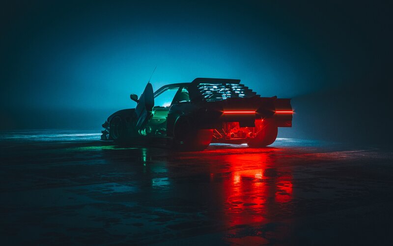 Modified Car in Fog