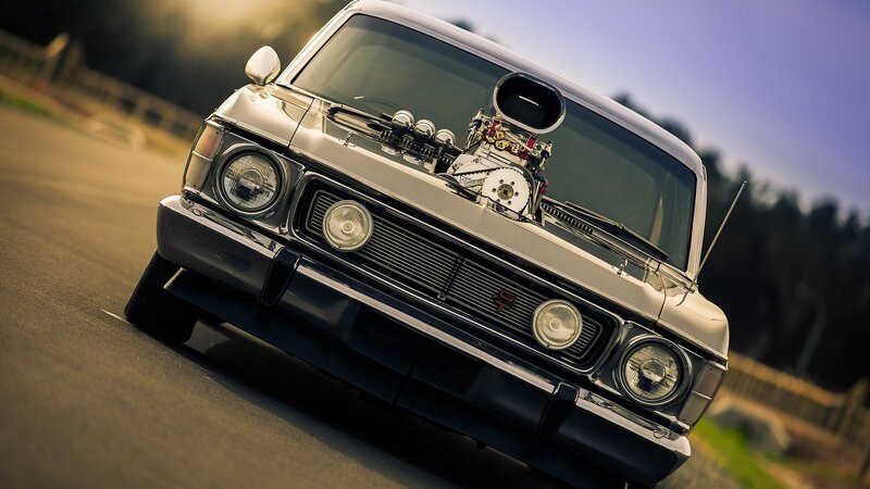 Modified Classic Car — Silver, Dramatic, Sunset, Photograph