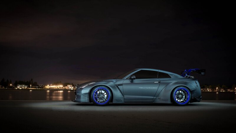 Modified Gray Sports Car — Dramatic, Night