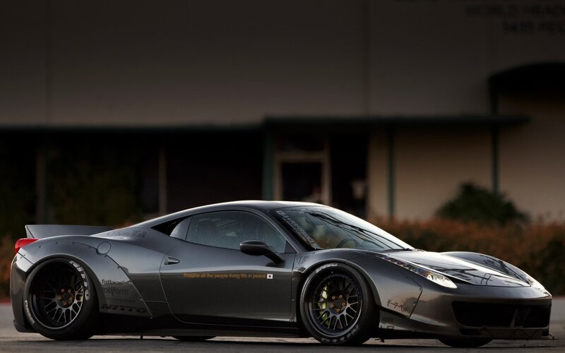 Modified Gray Sports Car — Dramatic, Sunset, Photograph, Building