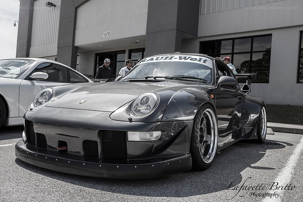 Modified Porsche at a car show