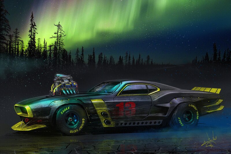 Modified Race Car — Green, Dramatic