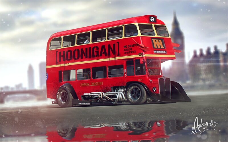 Modified Red Double-decker Bus