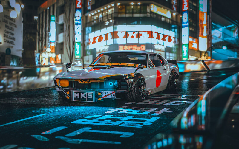 Modified Silver Car — White