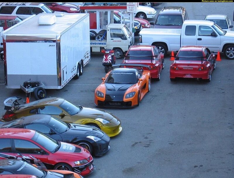 Modified Sports Cars in Parking Lot