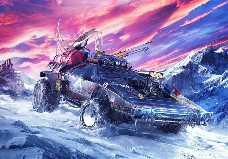 Modified Vehicle in Snow — Purple