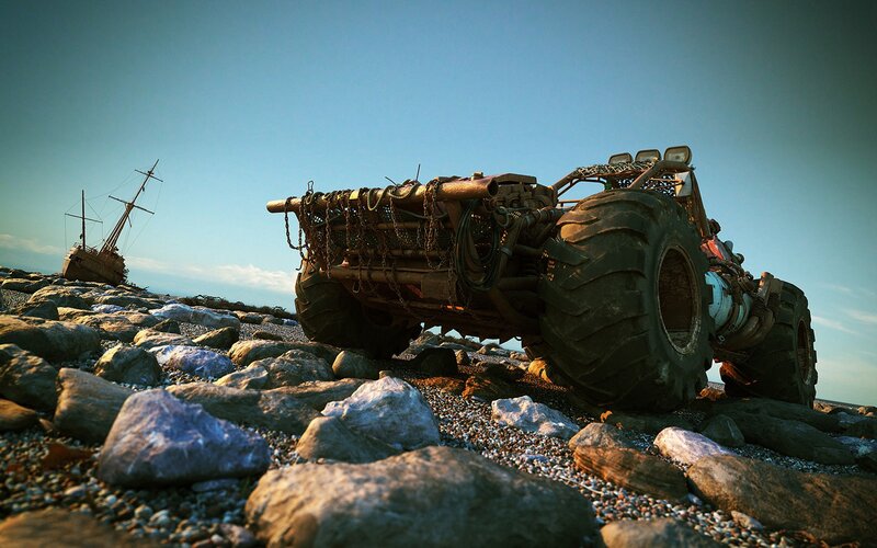 Modified Vehicle on Rocks
