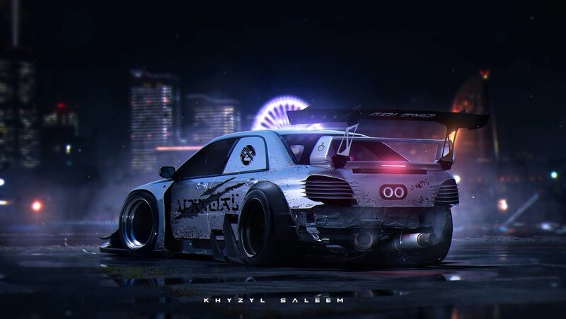 Modified White Race Car