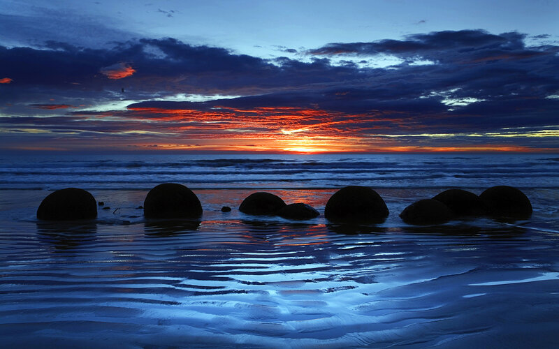 Moeraki Boulders at Sunset — Blue