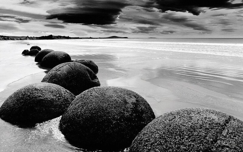 Moeraki Boulders on a beach