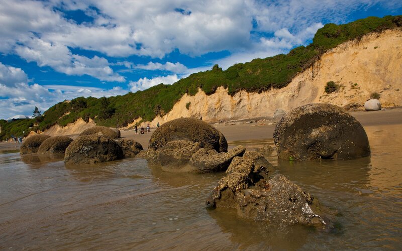 Moeraki Boulders on a sunny day