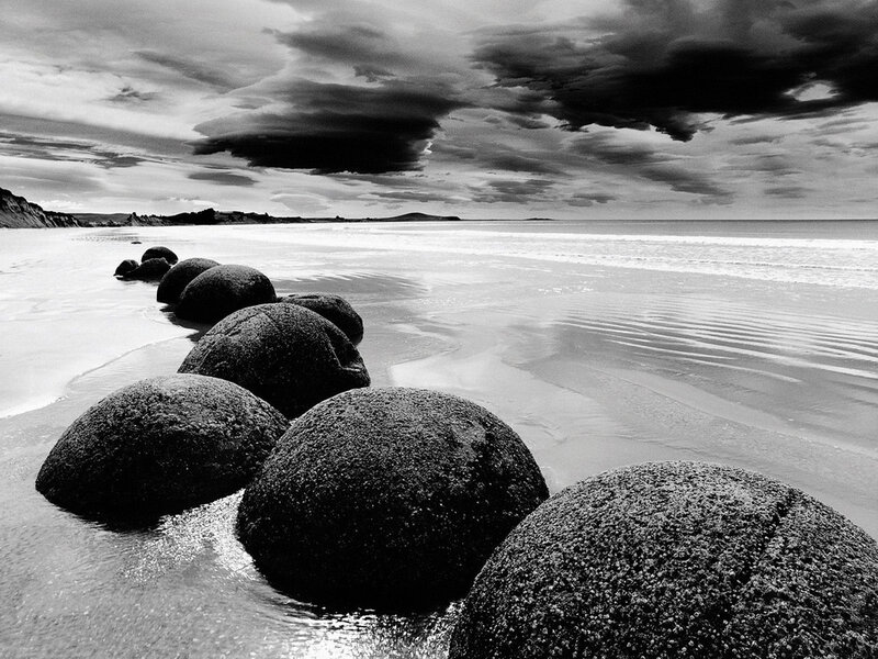 Moeraki Boulders on beach