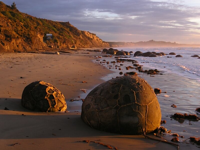 Moeraki Boulders on Beach — Brown