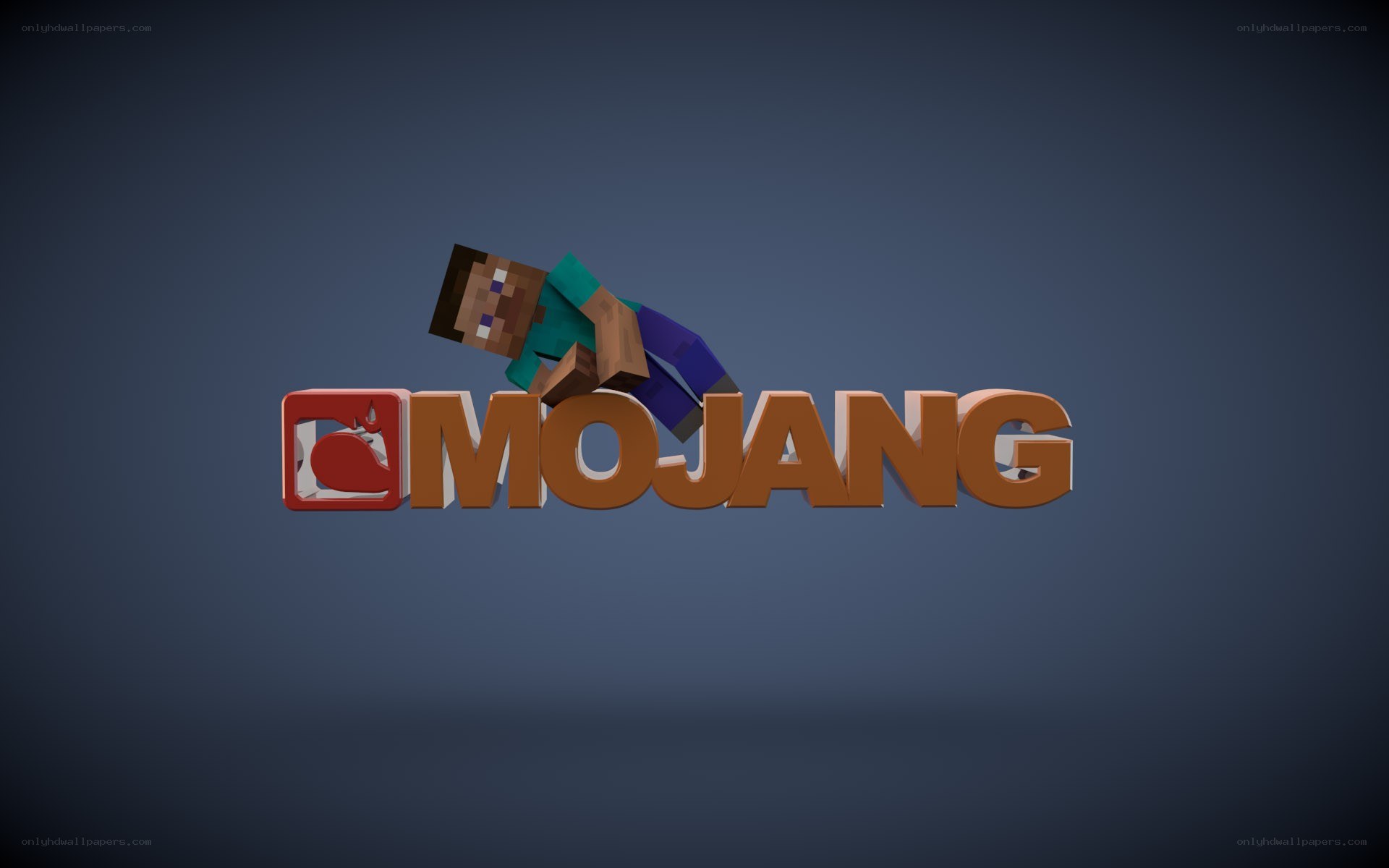 Mojang logo with Steve character