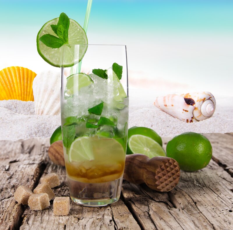 Mojito Cocktail on Wood — Green