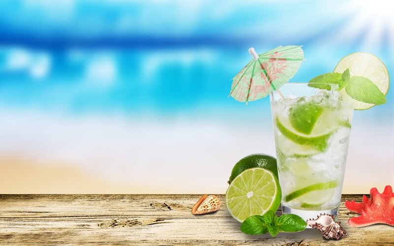 Mojito Cocktail on Wood