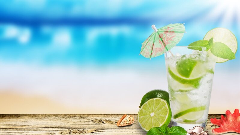 Mojito Drink on Wood — Blue, Relaxed