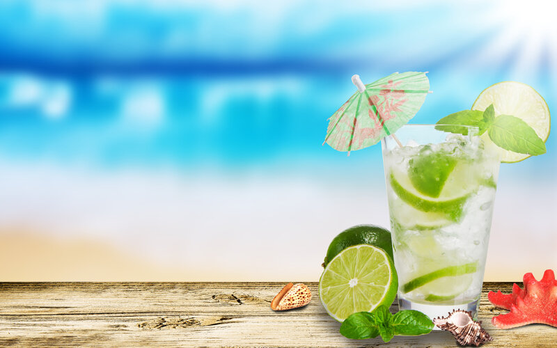 Mojito Drink on Wood — Blue