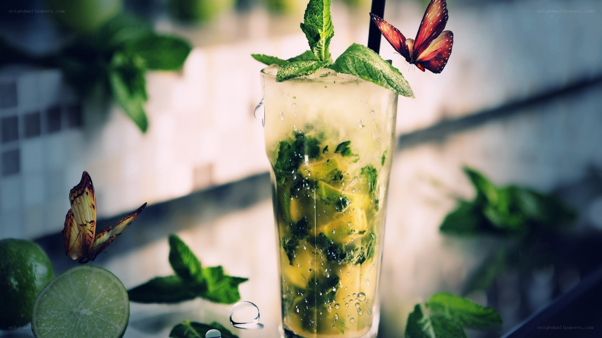 Mojito with butterflies
