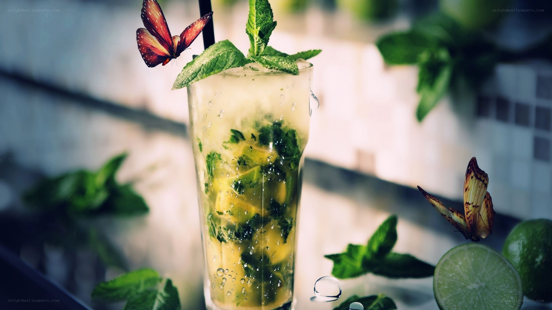 Mojito with butterflies