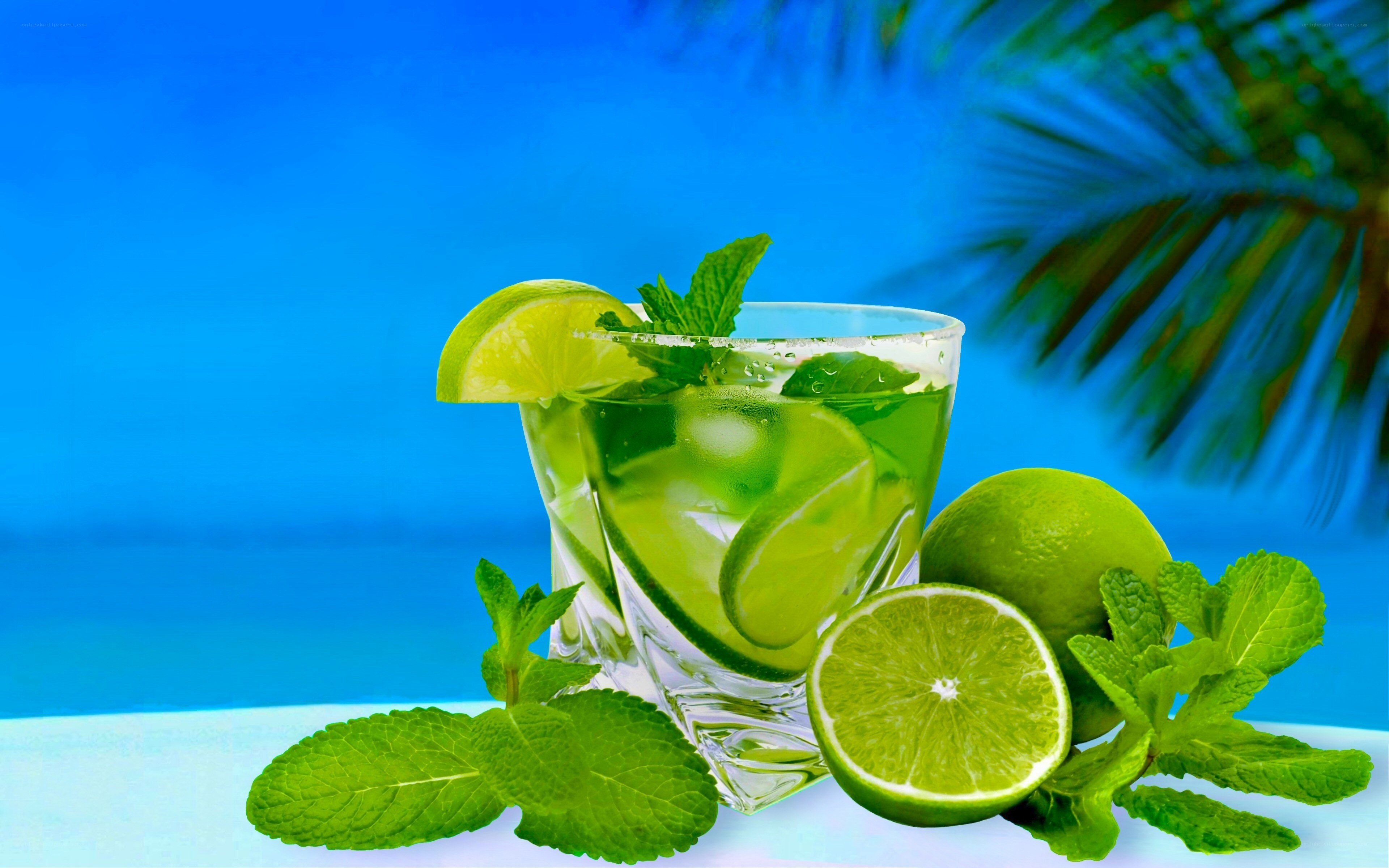 Mojito with limes and mint