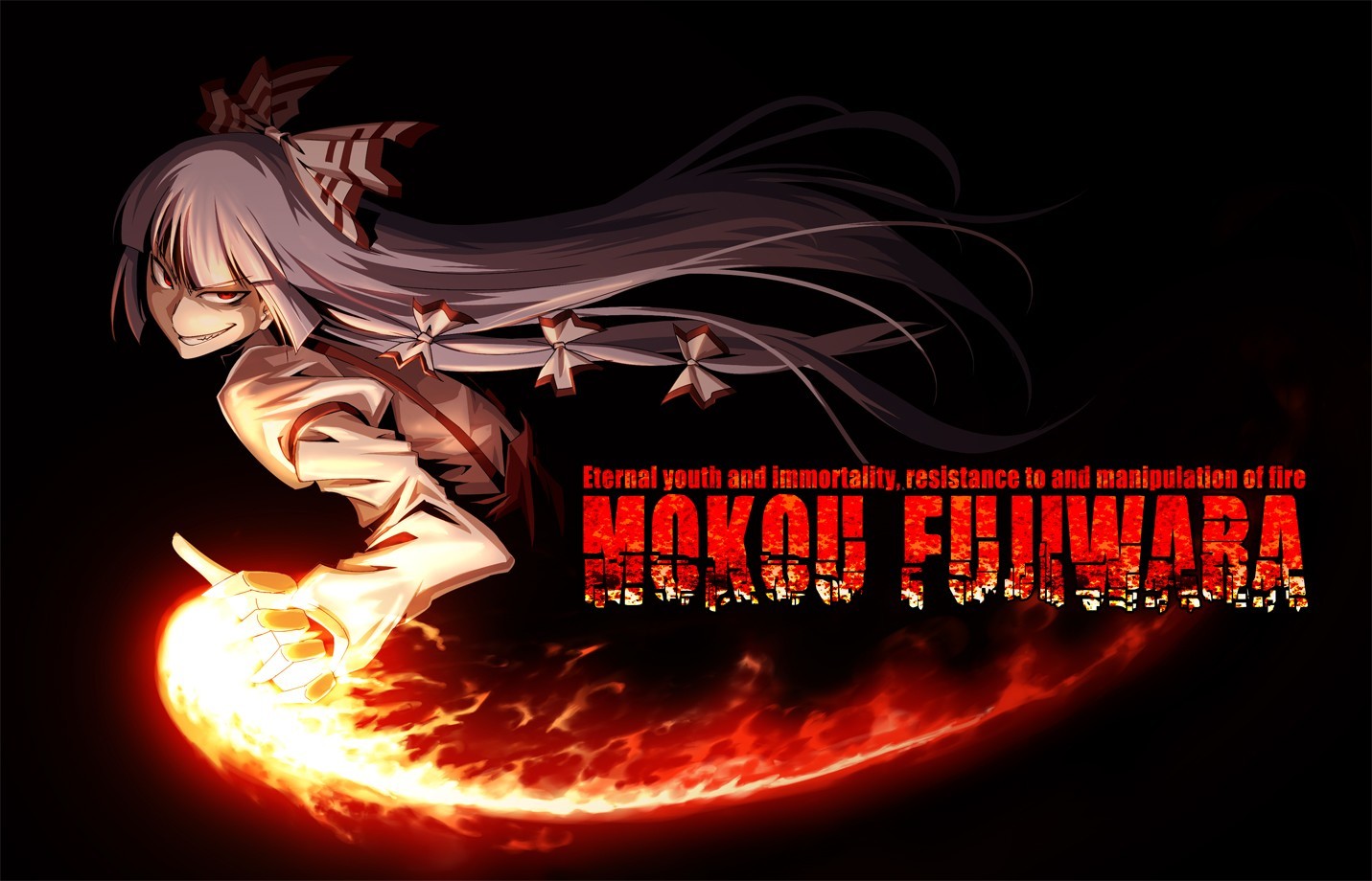 Mokou Fujimura with fire