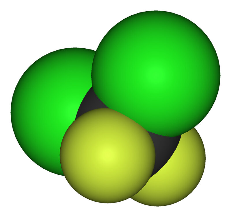 molecular model of chlorine trifluoride