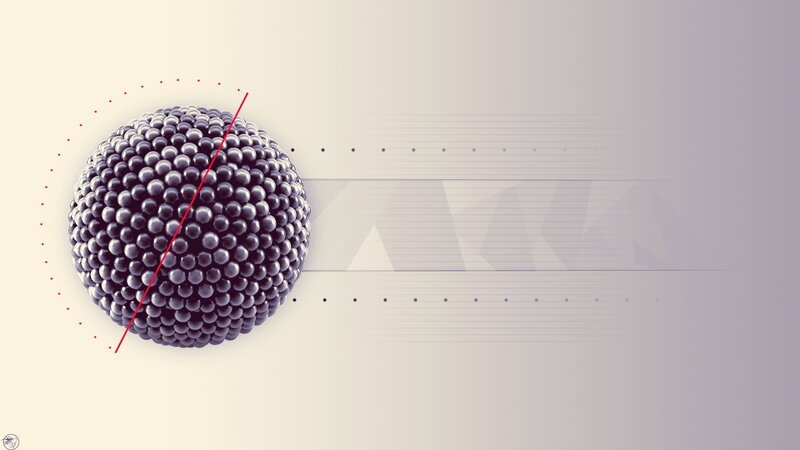 Molecular sphere with red line