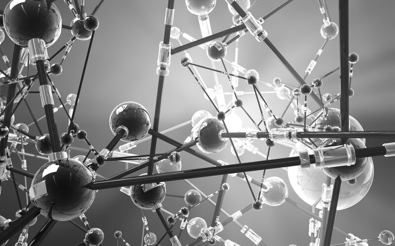 Molecular Structure Model — Black, Scientific, 3d Render