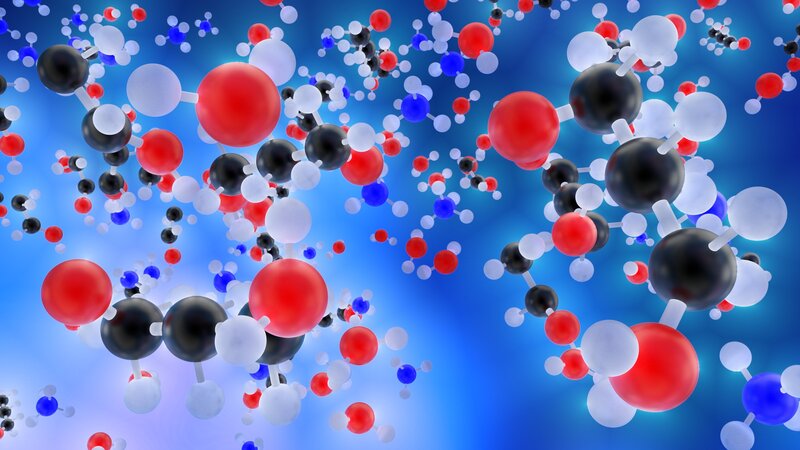 Molecular Structure Model — Blue, Scientific, 3d Render, Atoms