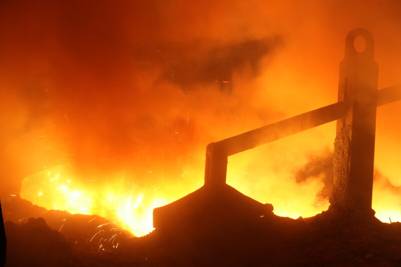 molten metal at a steel mill