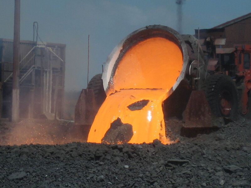 molten metal pouring at factory