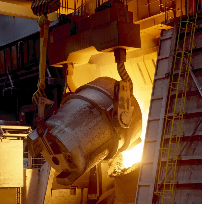 molten metal pouring at factory