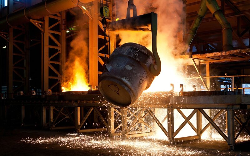 molten metal pouring in factory